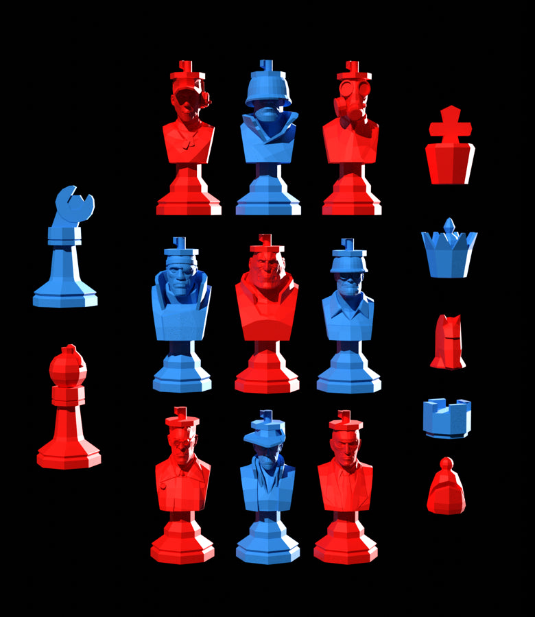 TF2 Chess Set STL with swappable heads and bases